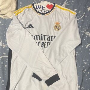 Adidas White and Yellow Men's Jersey(REAL MADRID)